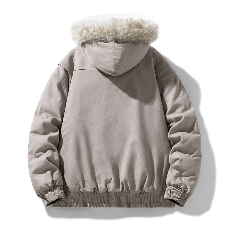 Unisex non-quiltad vinterjacka med synthetic fur huva och thermal fyllning