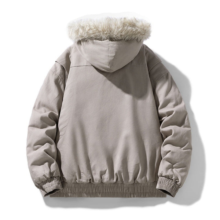 Unisex non-quiltad vinterjacka med synthetic fur huva och thermal fyllning