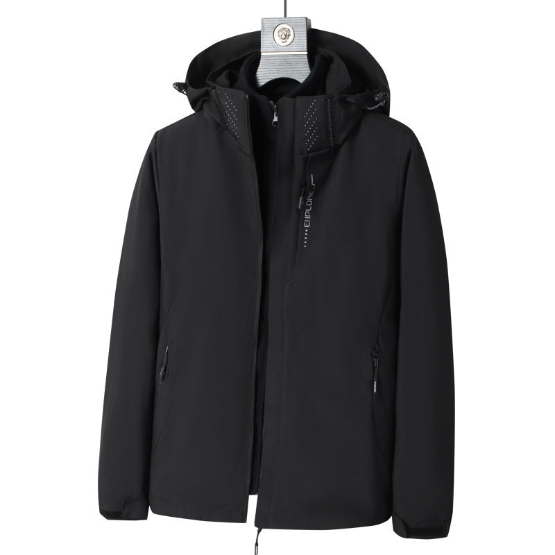 Herr Wind och Water-Resistant Jacka med Huva med Ergonomic Skärning och Concealed Dragkedja