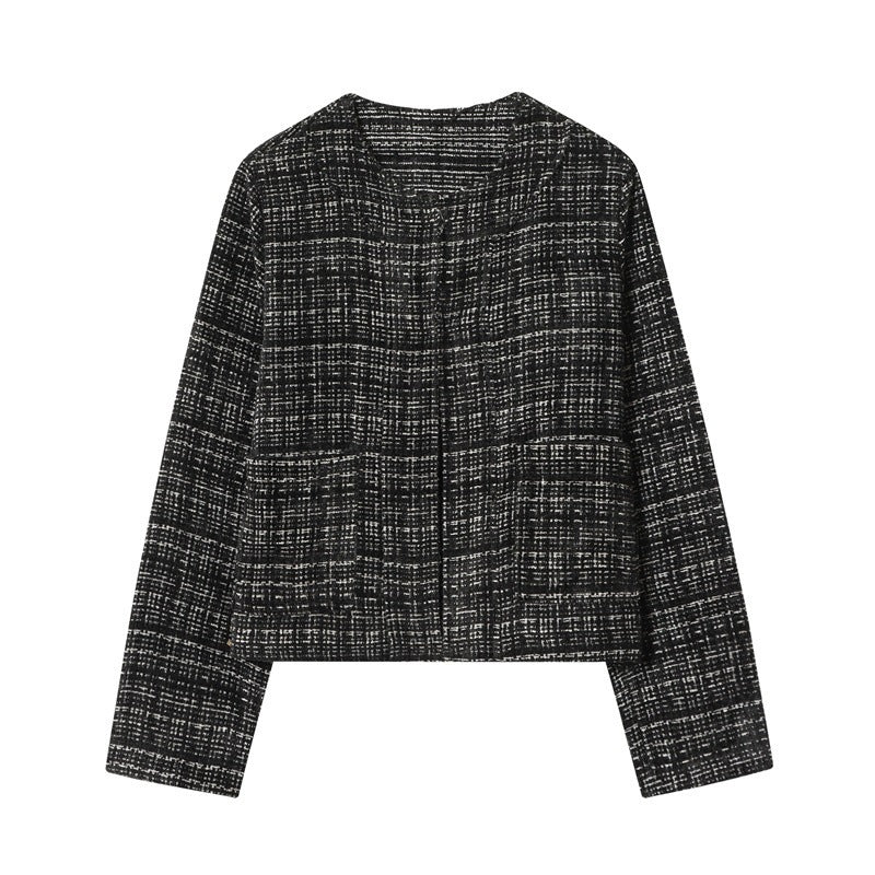 Dam Boxy tweed jacka in Boucle look med dold knappslå och Boxy silhuett
