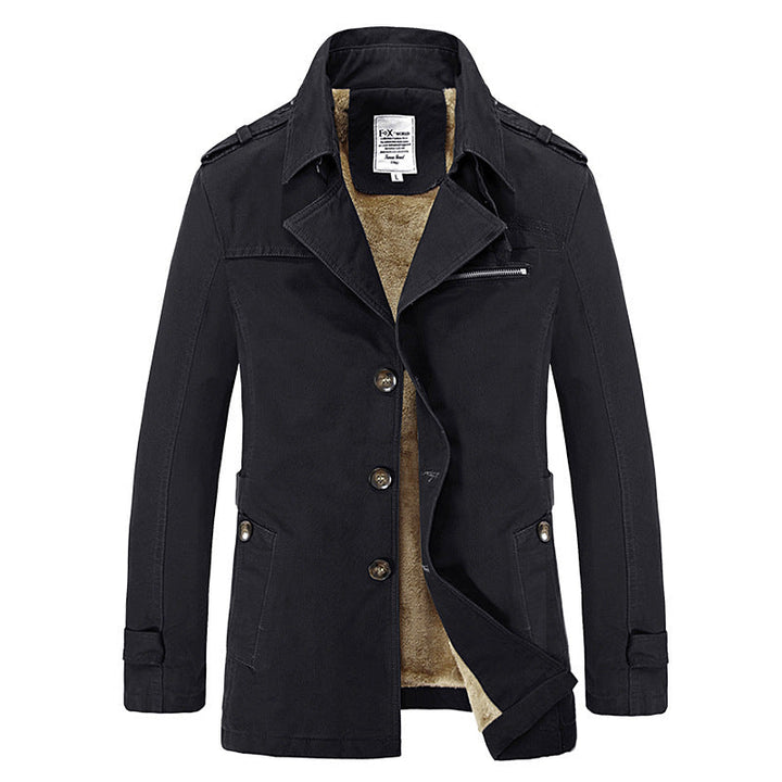 Herr Military-Inspired Short Rock med Teddy Fleecefoder och Zip Bröstficka