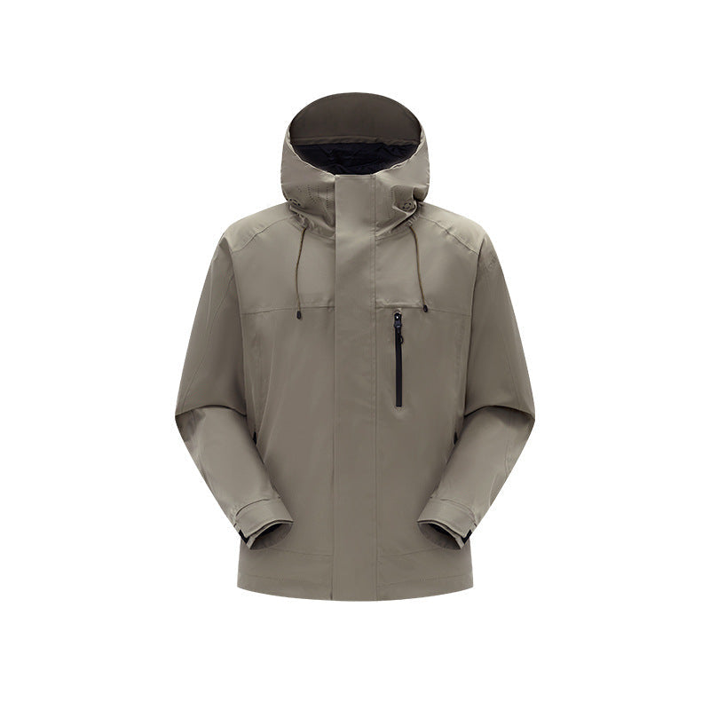 Herr Teknisk Regn och Softshell Jacka med Justerbar Huva och Bröst Dragkedja