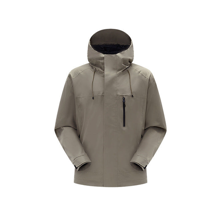 Herr Teknisk Regn och Softshell Jacka med Justerbar Huva och Bröst Dragkedja