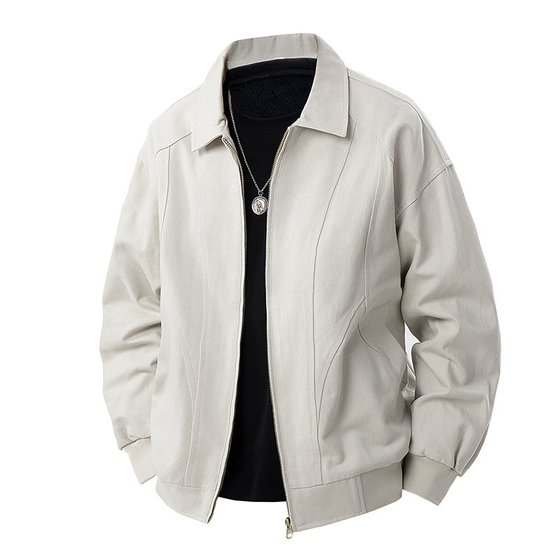 Herr Modern Blouson med Skjorta Krage, Tvåvägsdragkedja och Subtil Division Söm