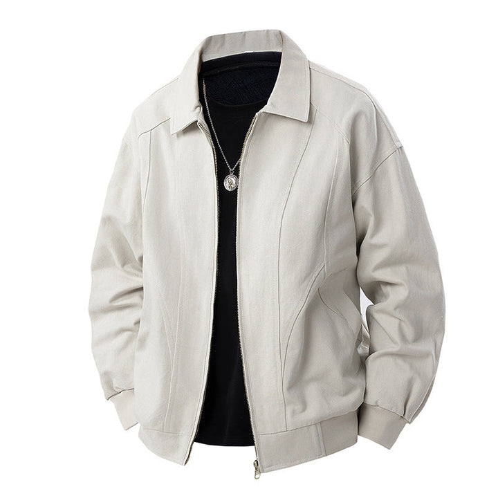 Herr Modern Blouson med Skjorta Krage, Tvåvägsdragkedja och Subtil Division Söm