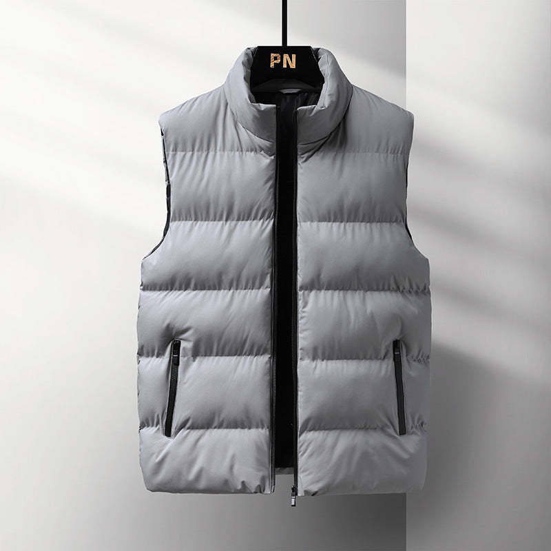 Herr Sleeveless Värmande quiltad väst med ståkrage, vindtät Skal och fickor med dragkedja