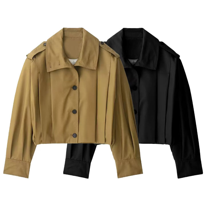 Dam kort Boxy trenchcoat med Pleat Overlay och Epaulettes