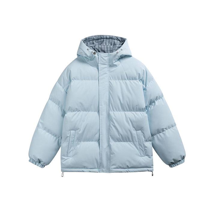 Dam Vadderad Oversized Quiltad Jacka med Huva, Hög Krage och Rutig Foder
