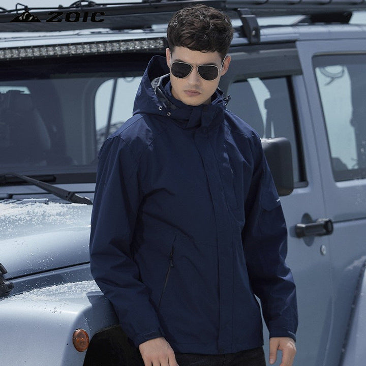 Dam vattentät outdoorjacka med huva, andningsbar Membrane och Multifunctional dragkedja fickor