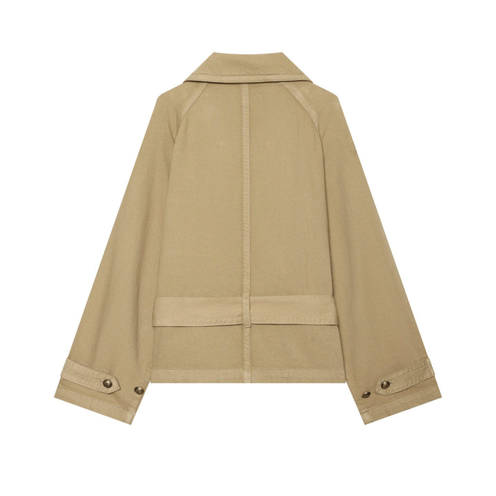 Dam Kort Tailored Trench Blazer med Belt, Epaulettes och Double-Breasted Knapp Knäppning
