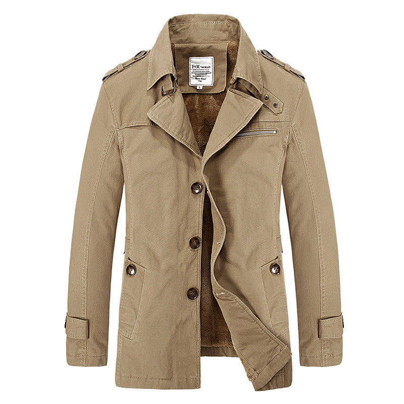 Herr Military-Inspired Short Rock med Teddy Fleecefoder och Zip Bröstficka