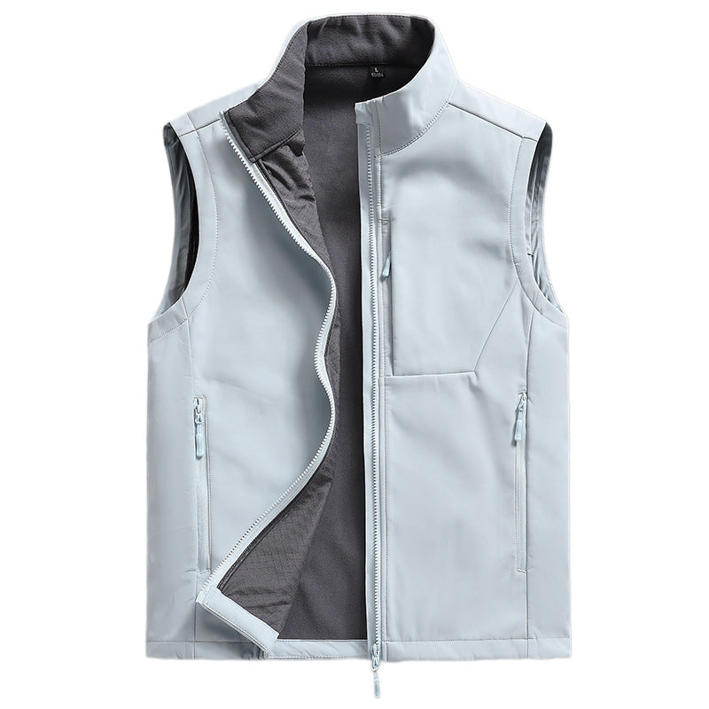 Herr Andningsbar Softshell Väst med Termisk Fleecefoder och Dold Zip Fickor
