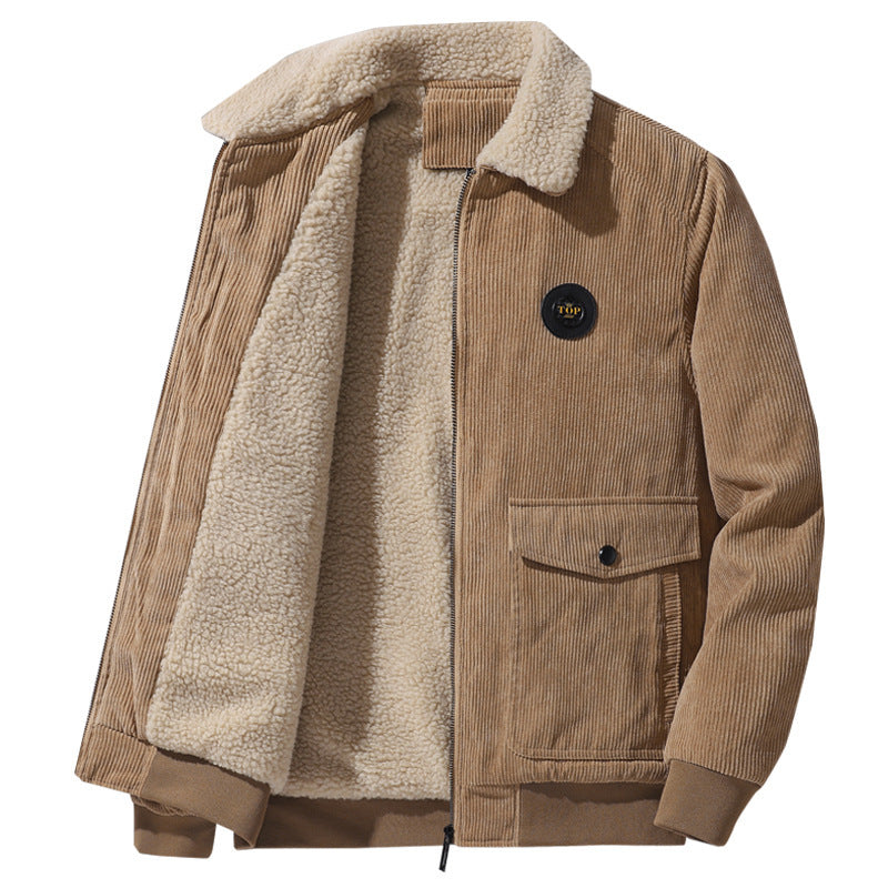 Herr Manchester Fältjacka i Aviator Stil med Sherpa Krage och Utility Utanpåfickor