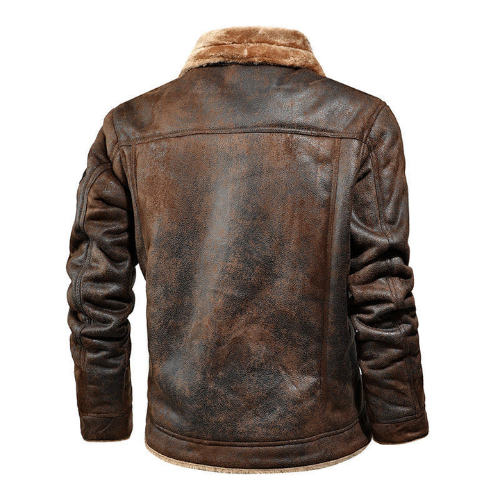 Herr Pilot Jacka med Lambskin Look och Sherpa Foder