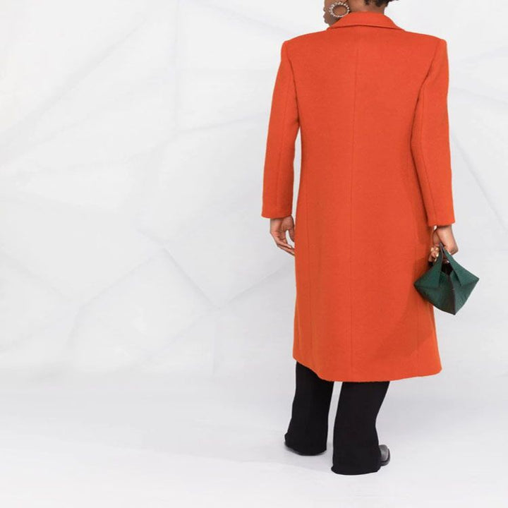 Dam Maxi-Length ullblandning lång kappa med Slim Seam design och Hidden fickor