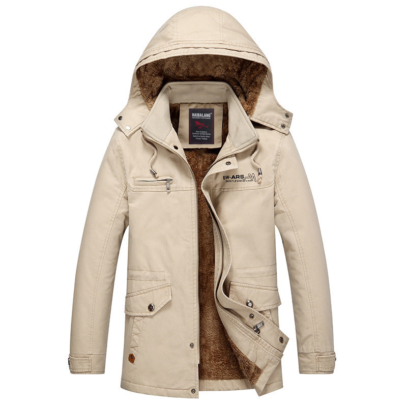 Herr Mid-Length Fält Parka i Urban Stil med Teddy Fleecefoder