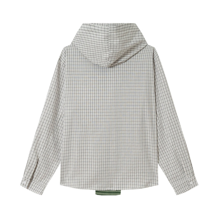 Dam Oversized Skjorta Jacka med Huva, Attached Stickad Scarf och Bröst Lapp