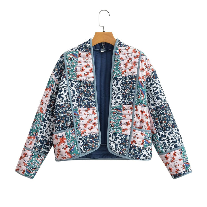 Dam vadderad Patchwork jacka in Kimono stil