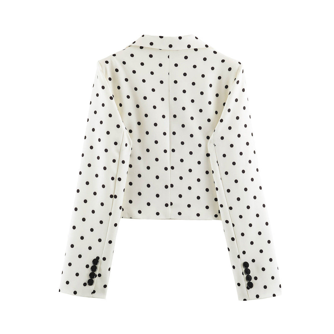 Dam Prickig Prick Kort Blazer med Notch Lapel och Patch Fickor