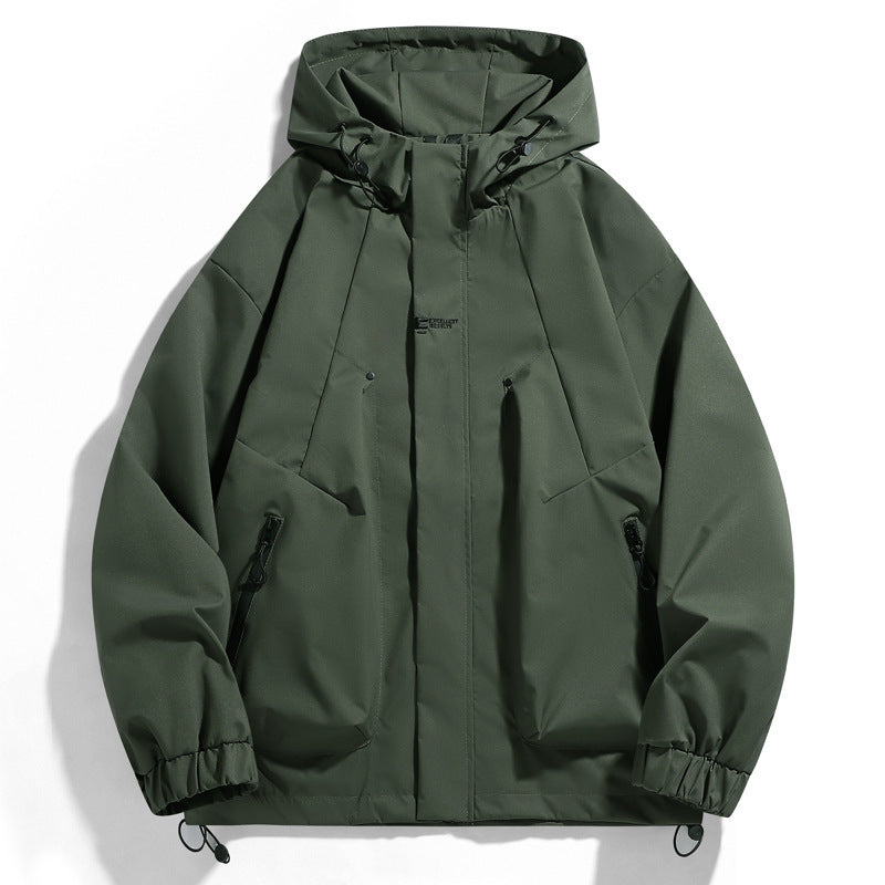 Herr Nano Wind och Water-Repellent Jacka med Huva med Ergonomic Sömmar, Adjustable Fåll, och Secure Zippered Fickor