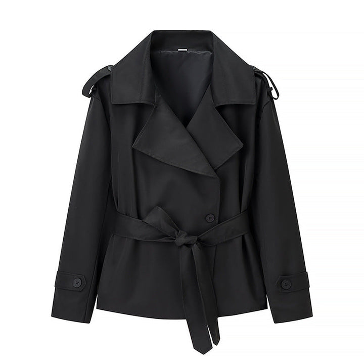 Dam kort trenchcoat med bälte och Double Breasted