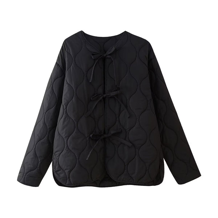 Dam Geometrisk Quiltad Oversized Liner Jacka utan Krage