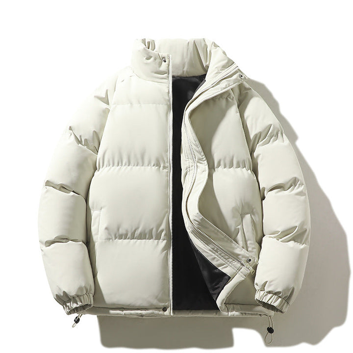 Unisex vadderad kviltad jacka gjord Down Imitation med hög krage och dragsko