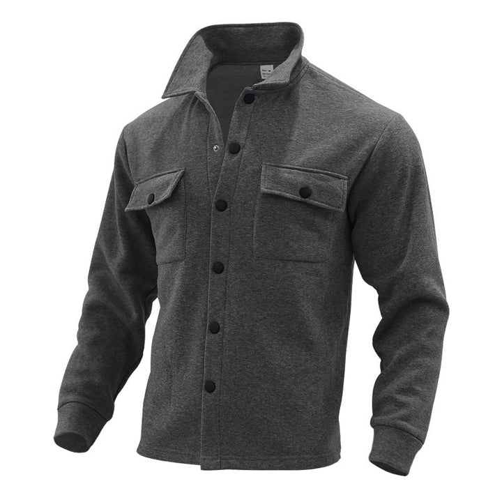 Herr Fleece skjortjacka med Two bröstfickor och stilren ståkrage