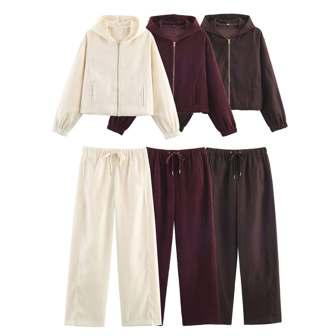 Dam Boxy med huva jacka in sammet look med hel Zip och Elastic fåll
