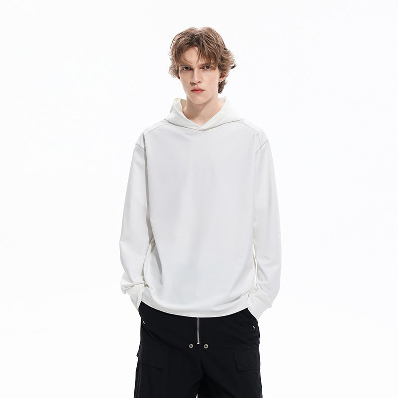 Herr Oversized Luvtröja Gjord av Kraftig Bomull Jersey med Raglanärmar och Visible Contrast Sömmar