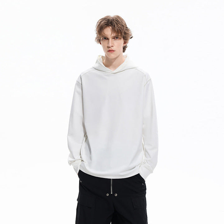 Herr Oversized Luvtröja Gjord av Kraftig Bomull Jersey med Raglanärmar och Visible Contrast Sömmar