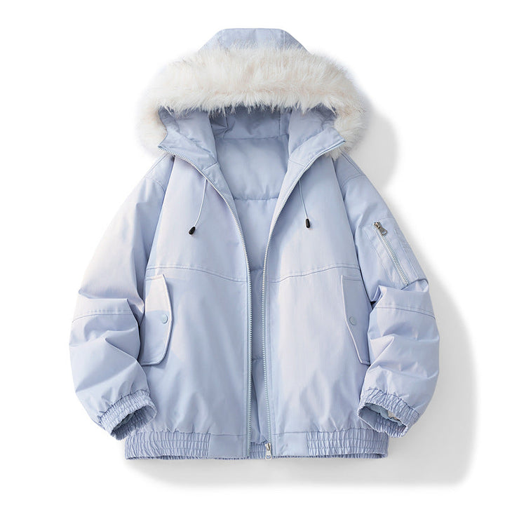 Dam Modern Vinterjacka med Avtagbar Faux Fur Krage