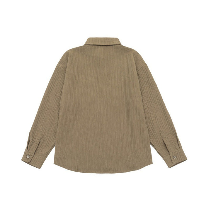 Unisex Textured Oversized Skjorta Jacka med Waffle Structure och Bröstficka