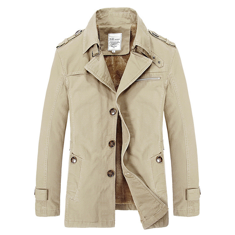 Herr Military-Inspired Short Rock med Teddy Fleecefoder och Zip Bröstficka
