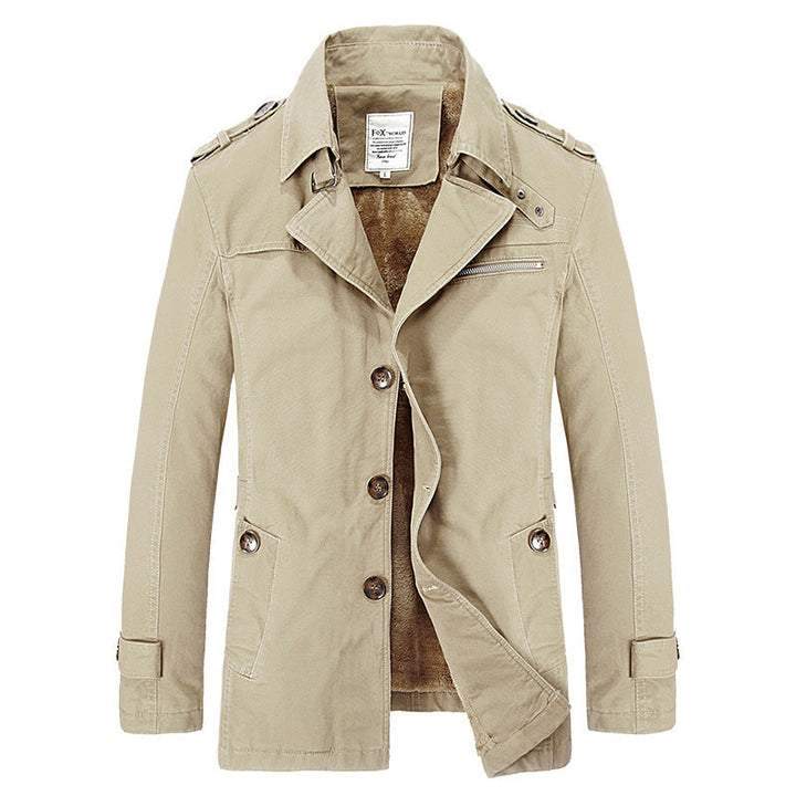 Herr Military-Inspired Short Rock med Teddy Fleecefoder och Zip Bröstficka
