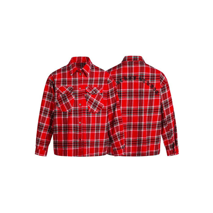 Herr robust Rutmönster Flanell skjortjacka med Buttoned fickor med lock