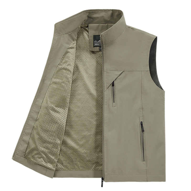Herr ventilerande softshell Utomhus väst med Mesh innerfoder och fickor med dragkedja