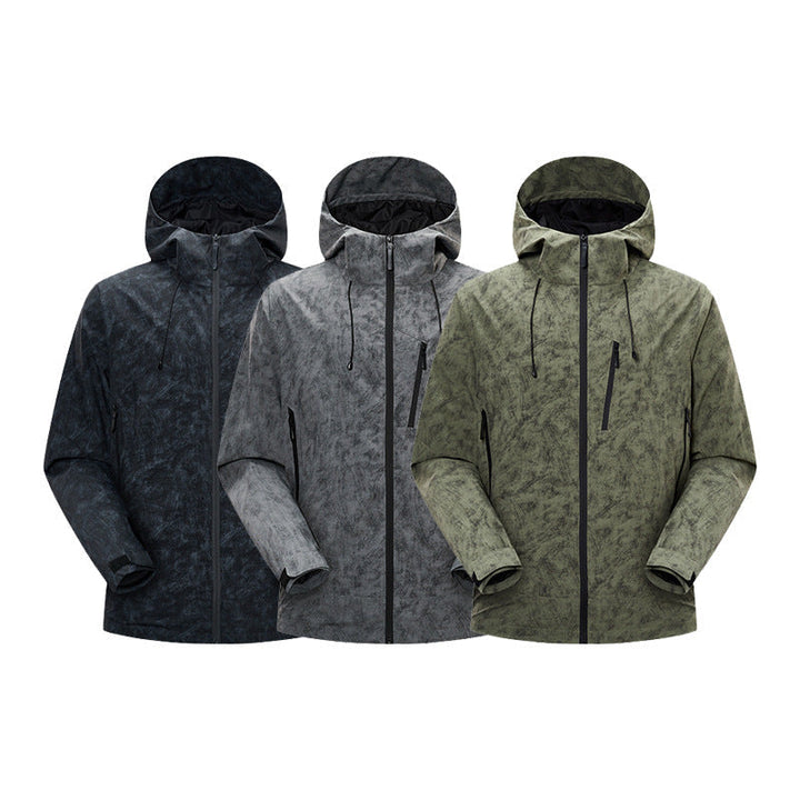 Herr Vattentät Andningsbar Frilufts Softshell Jacka med Taped Sömmar och Huva Drune