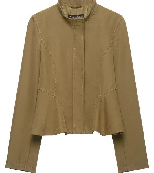 Dam Tailored Kort Jacka med Peplum och Stå Krage
