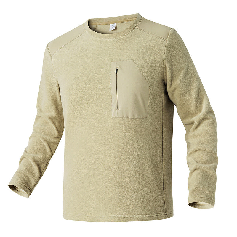 Herr Termisk Fleece Pullover med Bröst Dragkedja och Teknisk Round Neck