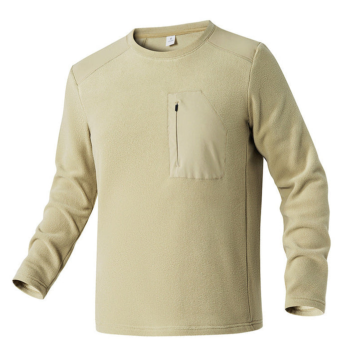 Herr Termisk Fleece Pullover med Bröst Dragkedja och Teknisk Round Neck