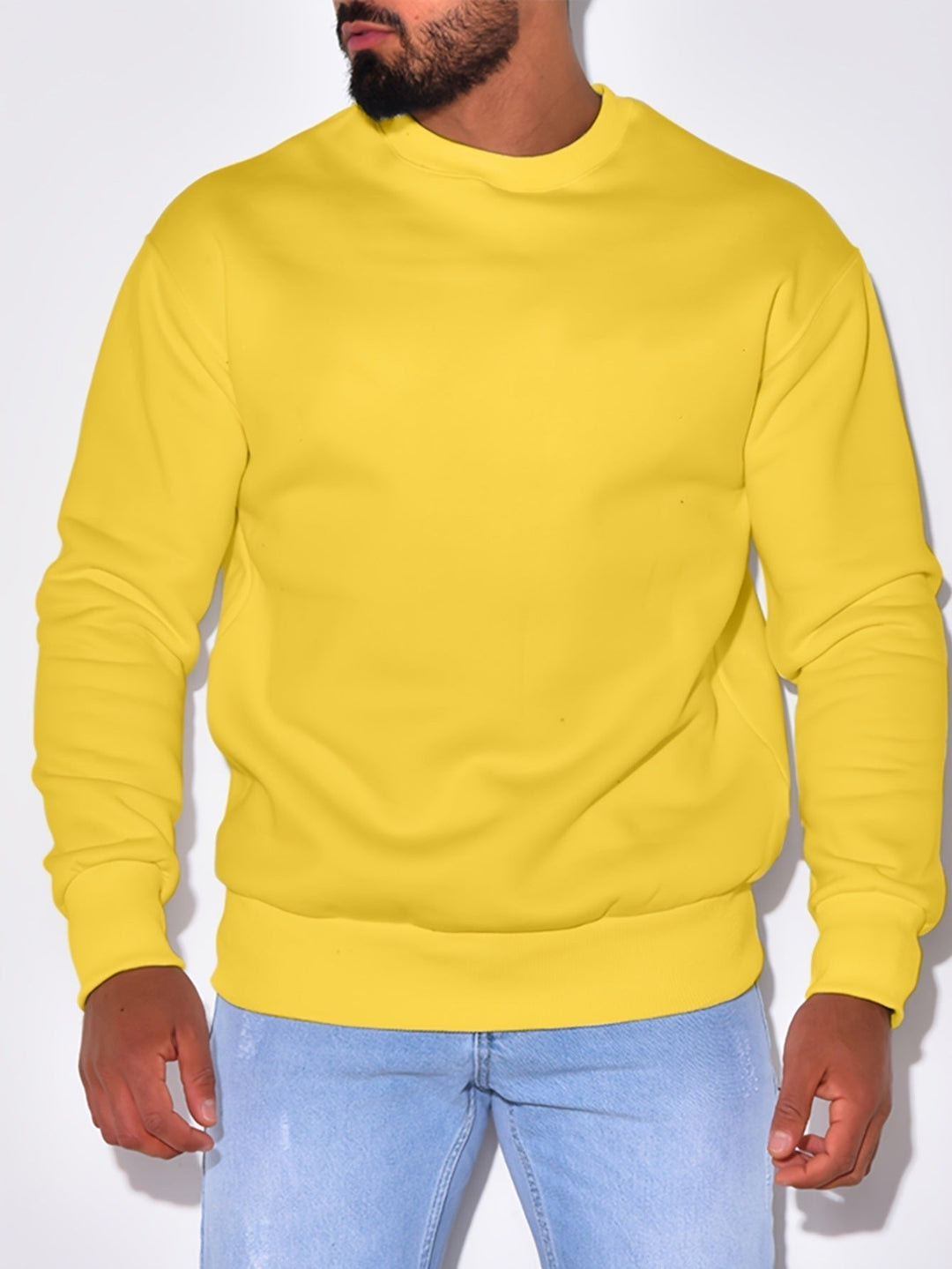 Herr Ledig Crew Neck College-Tröja med Ribbstickade Muddar