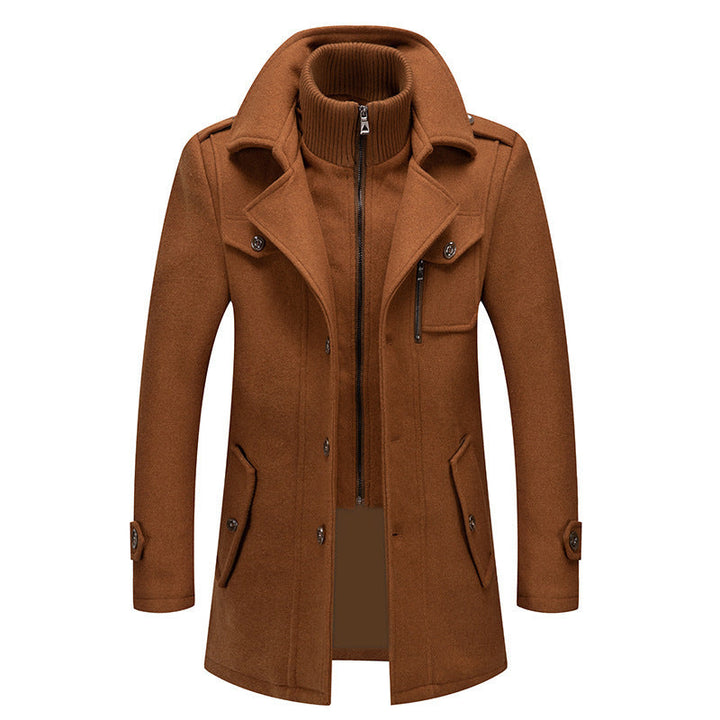 Herr Ull Blandning Overcoat med Uttagbar Quiltad Inre Jacka