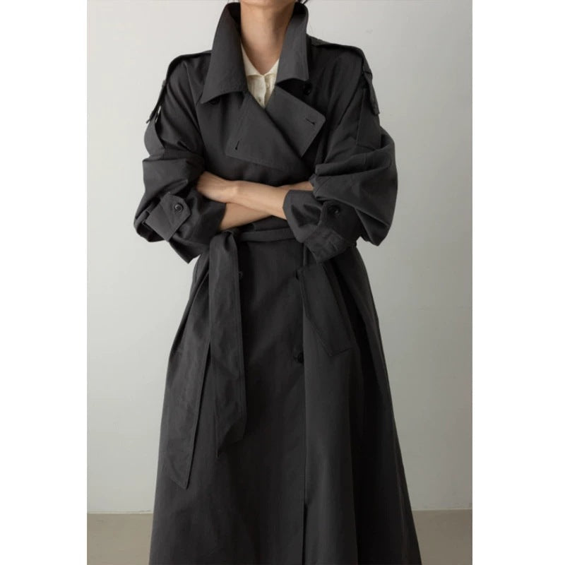 Dam Oversize Maxi trenchcoat med midjebälte och dubbel knäppning