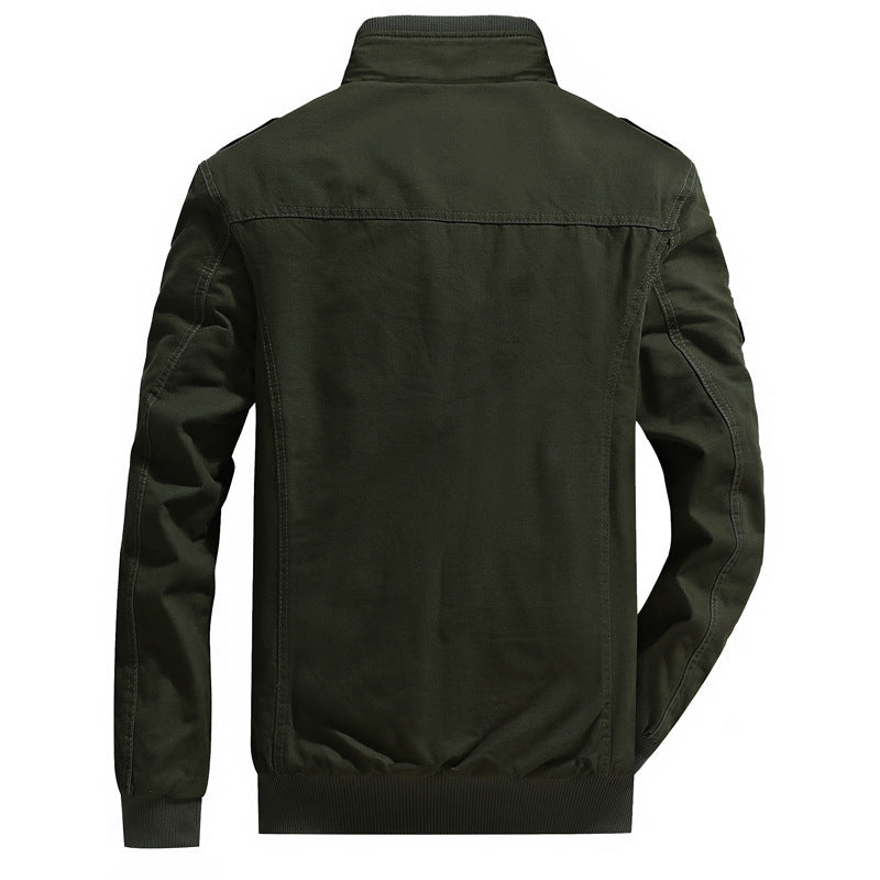 Herr Canvas Fältjacka i Utility Stil med Warming Fleecefoder och Axel Patches