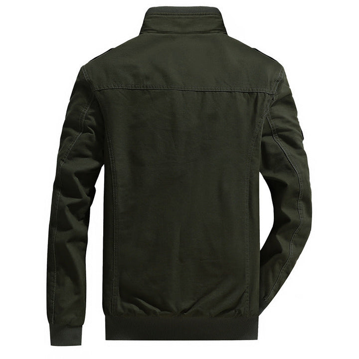 Herr Canvas Fältjacka i Utility Stil med Warming Fleecefoder och Axel Patches