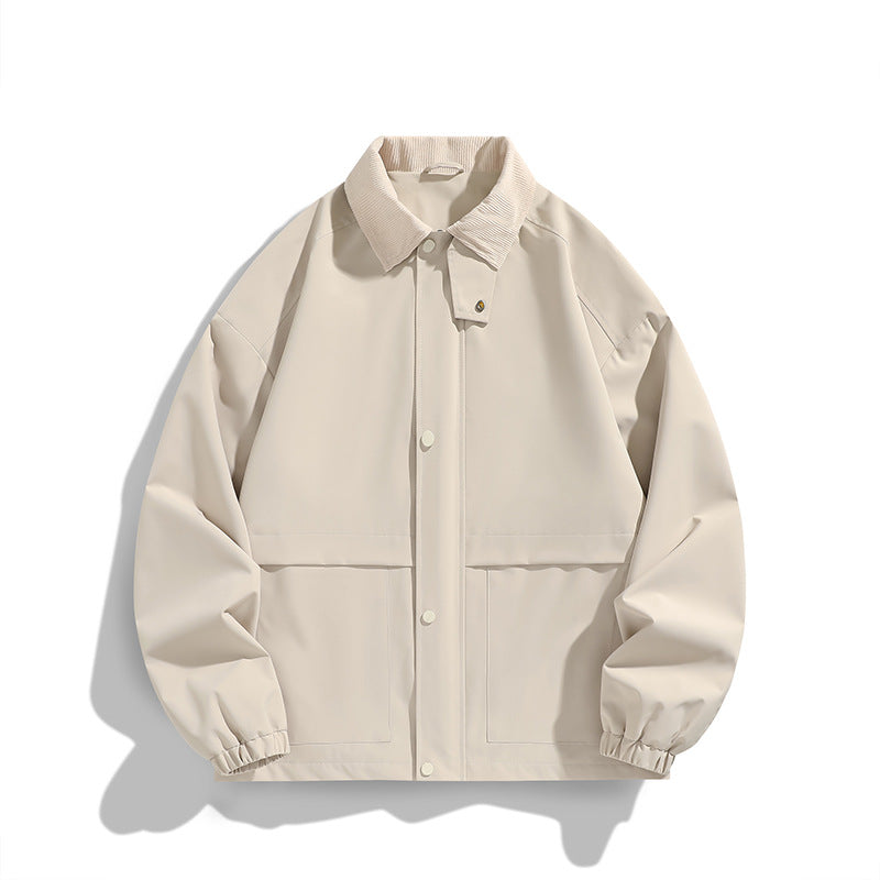 Herr oversize funktionsjacka med Cord Krage och Tryckknapp Front