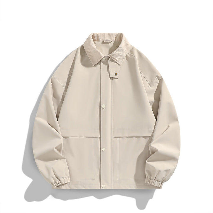 Herr oversize funktionsjacka med Cord Krage och Tryckknapp Front