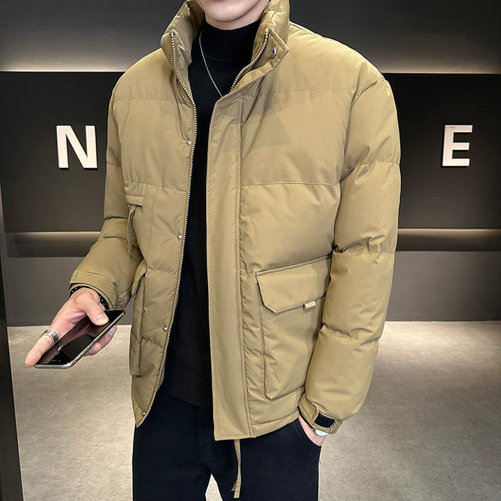 Herr termo quiltad jacka med hög ståkrage och fickor med lock