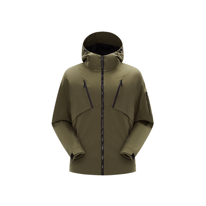 Herr Teknisk Softshell Jacka med Huva, Vattenavvisande Membran och Flera Dragkedja Fickor
